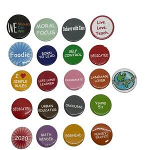 Teacher Affirmation Buttons Collection Set Educational Motto Pins for Educators